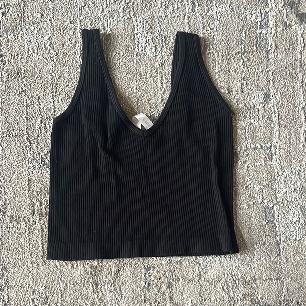 Black Ribbed Women's Top